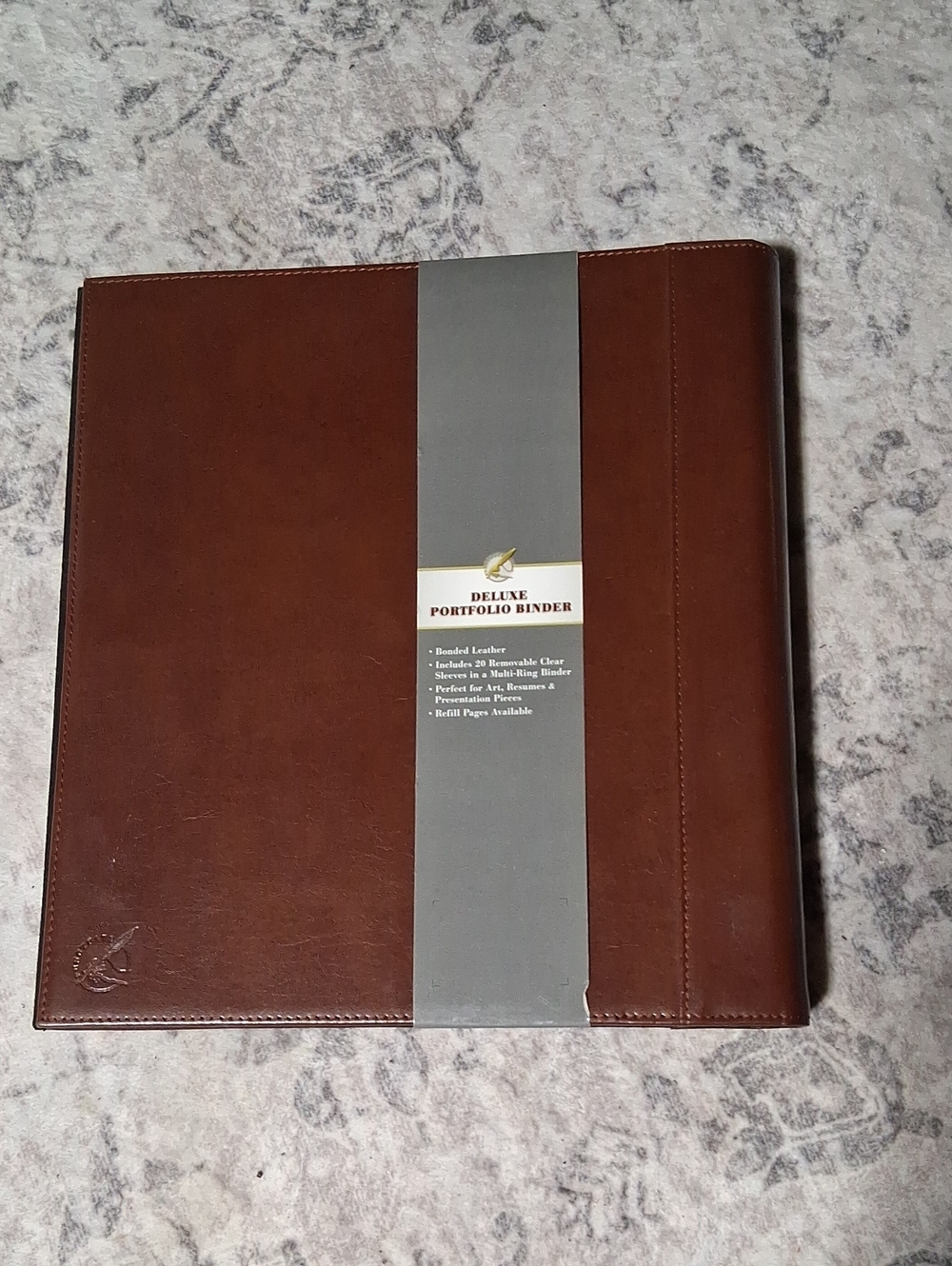 Deluxe Brown Leather Portfolio Binder – Professional Document Organizer